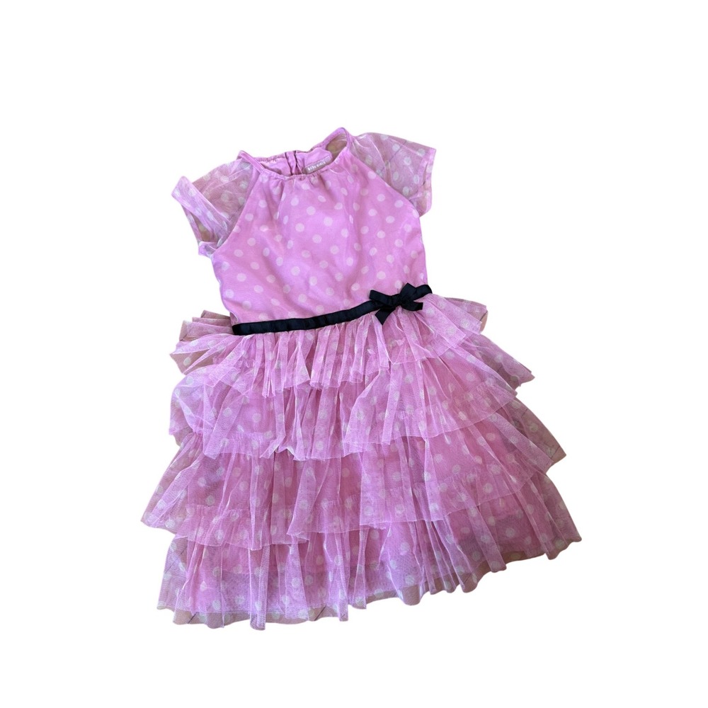 BCBG Girls pink and white polka dot tulle tiered little girls dress